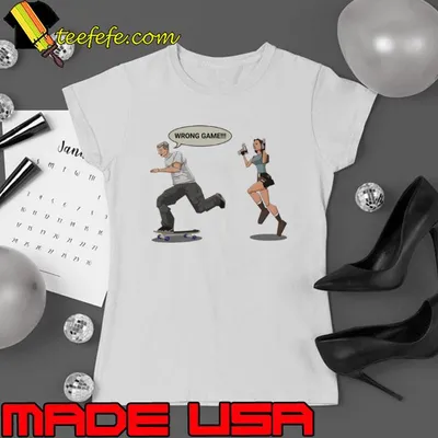 Awesome tony Hawk vs. Lara Croft wrong game shirt