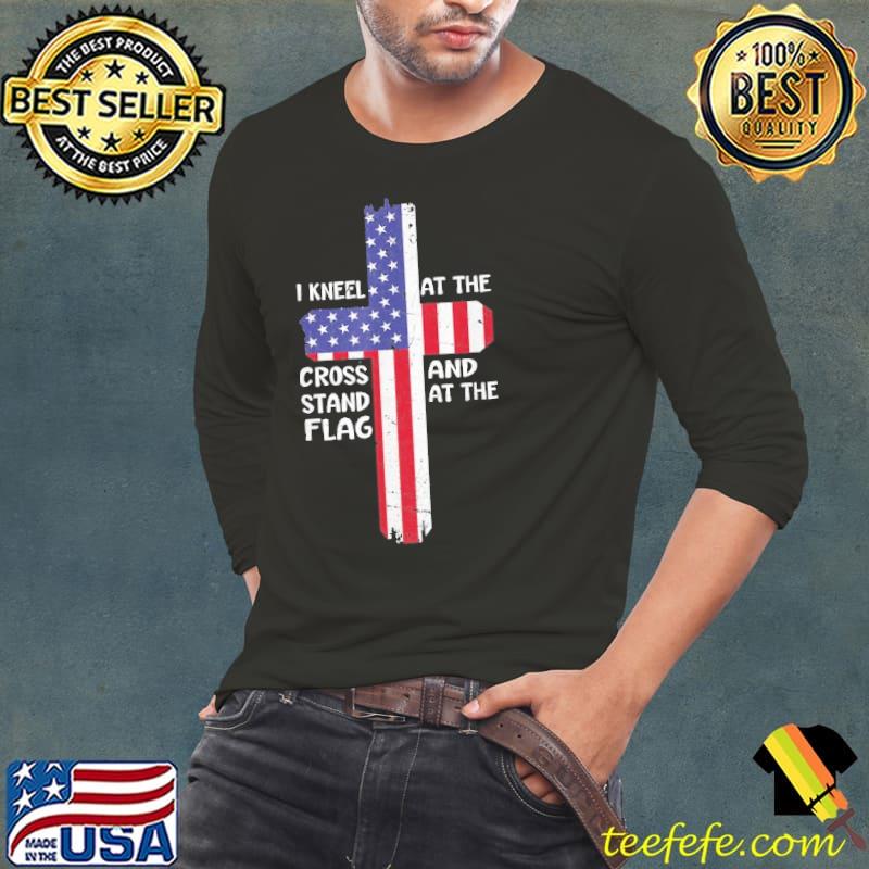 Best kneel Cross At The Cross Memorial Day Never Forget Veteran Usa Flag Shirt