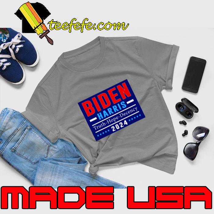 Biden Harris 2024 Truth Hope Decency stars election T-Shirt Unisex Biden Harris 2024 Truth Hope Decency stars election T-Shirt Unisex