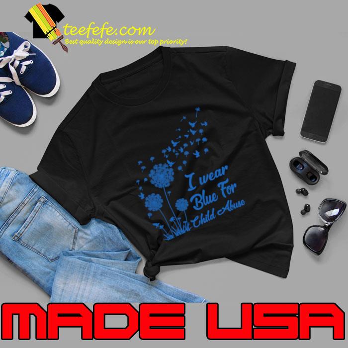 Bird Dandelion I Wear Blue For Child Abuse Awareness Month T-Shirt