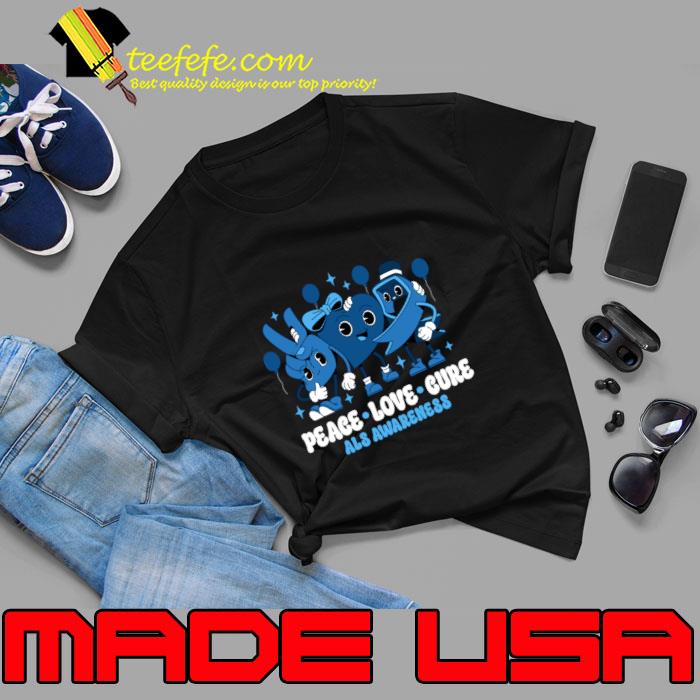 Blue Ribbon Survivor Groovy ALS Awareness T-Shirt