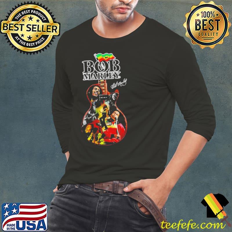 Bob Marley Guitar Legend One Love Signature Shirt Long Sleeve Tee Bob Marley Guitar Legend One Love Signature Shirt Long Sleeve Tee