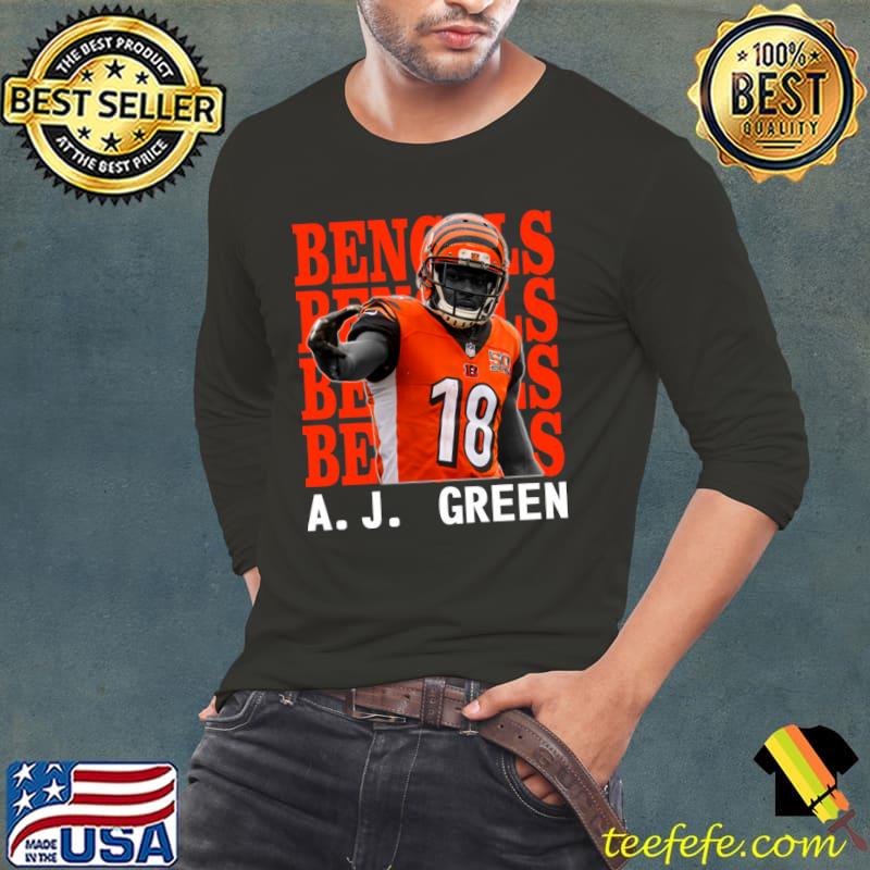 Cincinnati Bengals A.J. Green 18 American former football wide receiver T-Shirt Long Sleeve Tee Cincinnati Bengals A.J. Green 18 American former football wide receiver T-Shirt Long Sleeve Tee