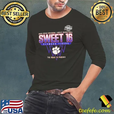 Clemson Tigers 2024 NCAA Division I Men’s Basketball Sweet 16 The Road To Phoenix shirt