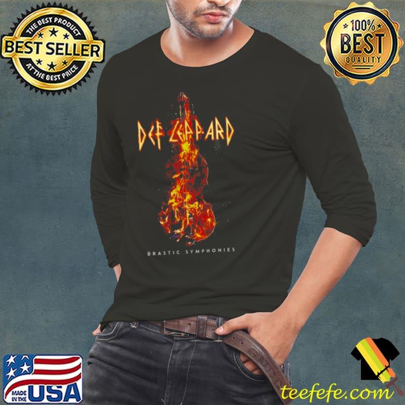 Def Leppard Guitar On Fire Shirt Long Sleeve Tee Def Leppard Guitar On Fire Shirt Long Sleeve Tee