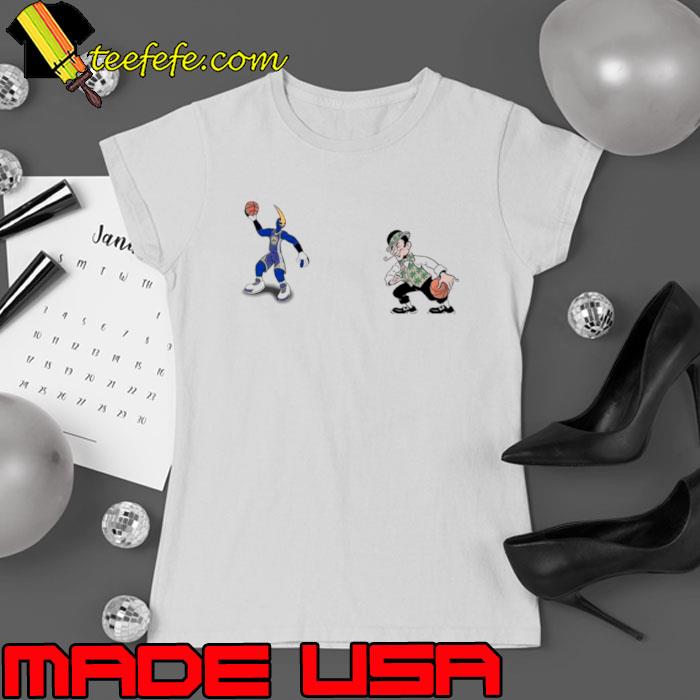 Golden State Warriors VS Boston Celtics NBA 2024 mascot cartoon basketball shirt