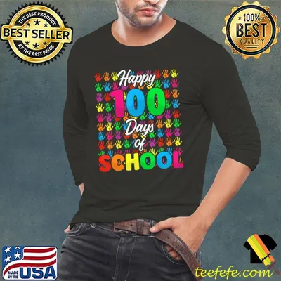 Happy 100 Days Of School Hands Colors 100th Day Of School T-Shirt
