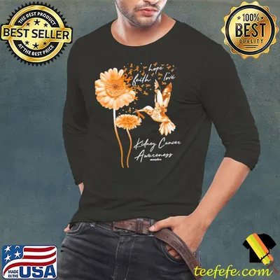 Hope faith love kidney cancer awareness daisy bird shirt