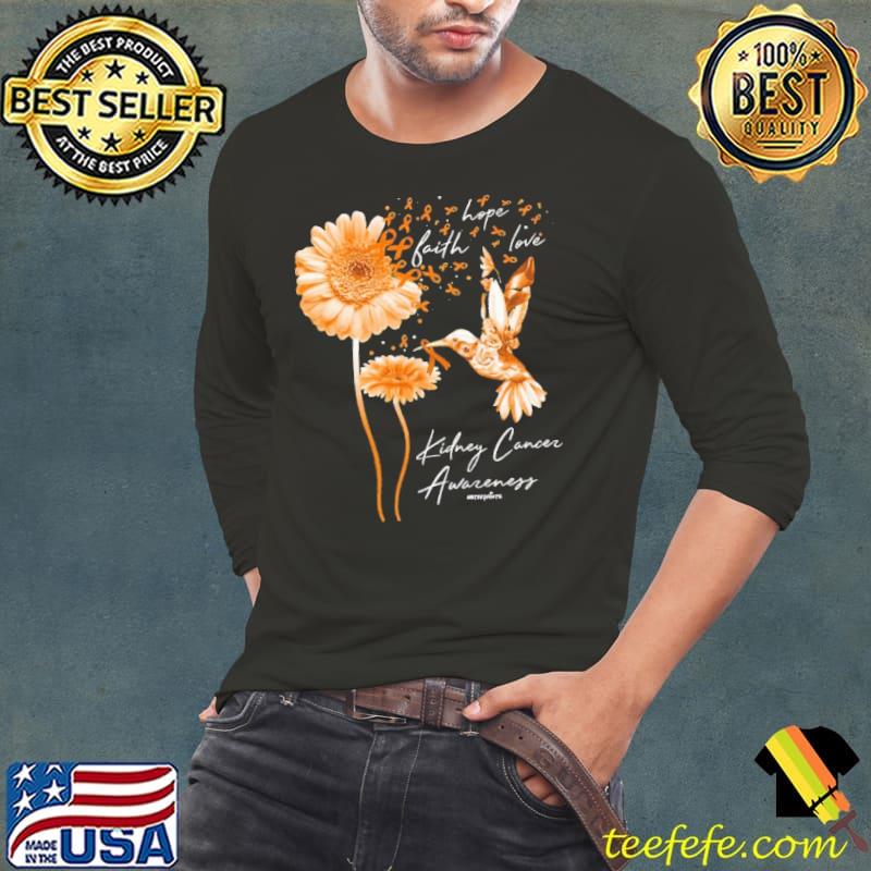 Hope faith love kidney cancer awareness daisy bird shirt