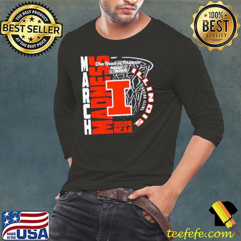 Illinois Fighting Illini 2024 NCAA Basketball the road to Phoenix March Madness s Long Sleeve Tee Illinois Fighting Illini 2024 NCAA Basketball the road to Phoenix March Madness s Long Sleeve Tee