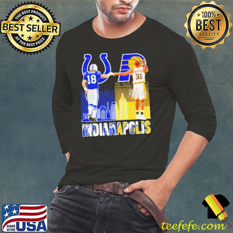 Indianapolis Players 18 Manning and 31 Millers Signatures Shirt Long Sleeve Tee Indianapolis Players 18 Manning and 31 Millers Signatures Shirt Long Sleeve Tee