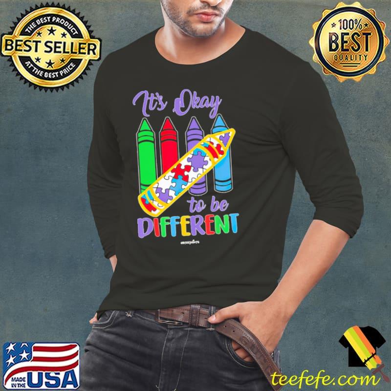 It's okay to be different crayon autism awareness shirt