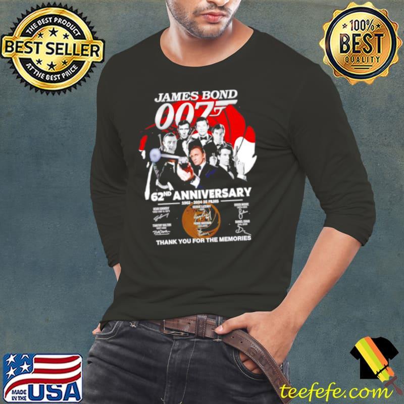 James Bond 007 62nd anniversary 1962 2024 25 films thank you for the memories s Long Sleeve Tee James Bond 007 62nd anniversary 1962 2024 25 films thank you for the memories s Long Sleeve Tee
