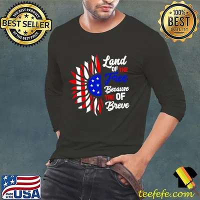 Land of the Free Because of the Brave with Sunflower American flag T-Shirt