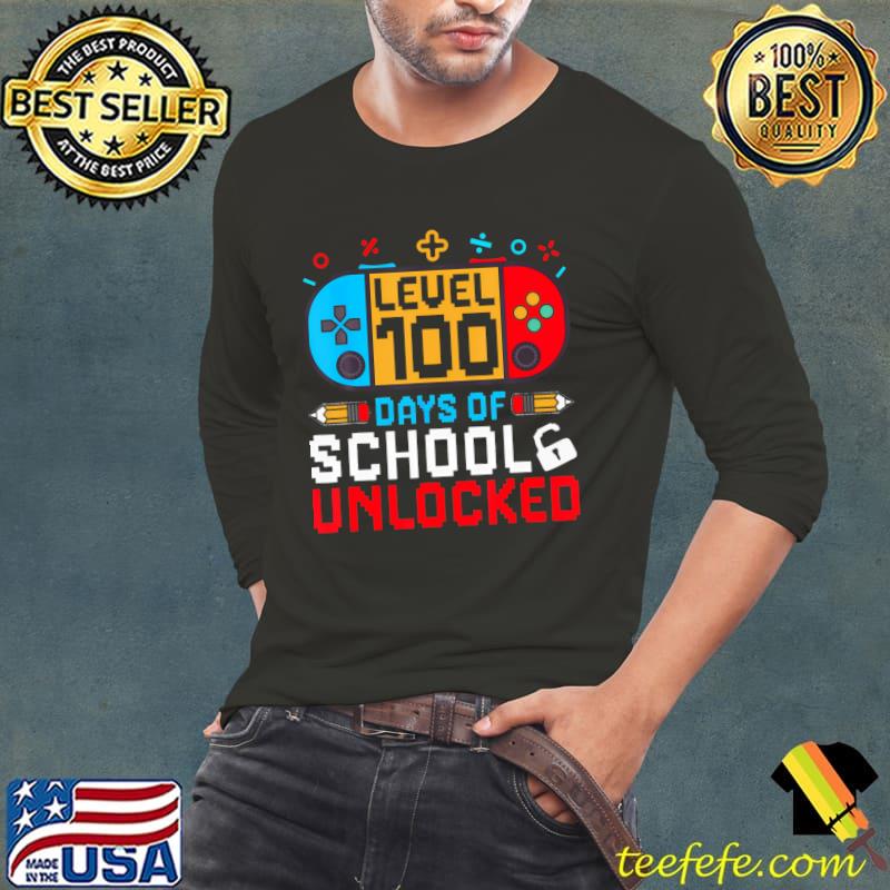 Level 100 Days Of School Unlocked Gamer Boys 100th Day T-Shirt Long Sleeve Tee Level 100 Days Of School Unlocked Gamer Boys 100th Day T-Shirt Long Sleeve Tee