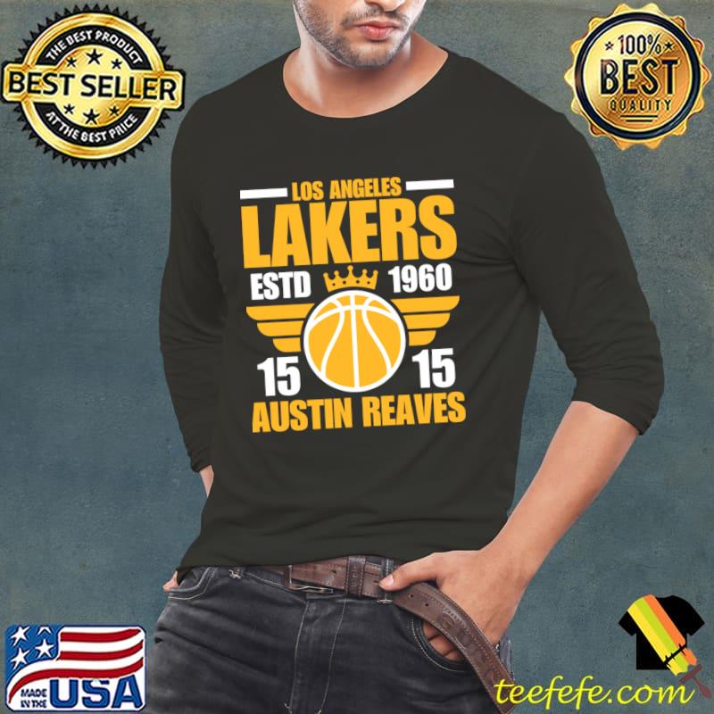 Los Angeles Lakers Reaves 15 Basketball Retro T-Shirt Long Sleeve Tee Los Angeles Lakers Reaves 15 Basketball Retro T-Shirt Long Sleeve Tee