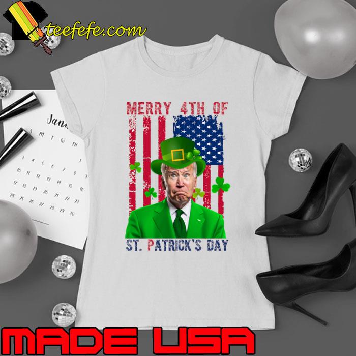 Merry 4th Of St Patrick's Day Joe Biden Leprechaun Hat American flag T-Shirt Merry 4th Of St Patrick's Day Joe Biden Leprechaun Hat American flag T-Shirt