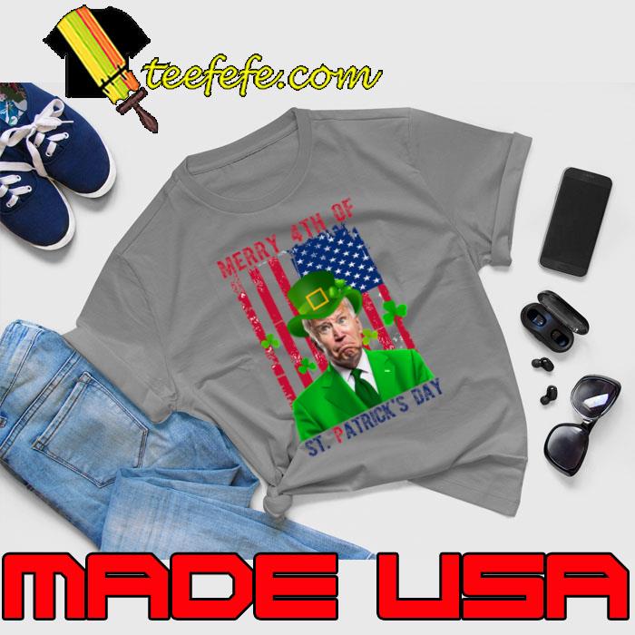 Merry 4th Of St Patrick's Day Joe Biden Leprechaun Hat American flag T-Shirt Unisex Merry 4th Of St Patrick's Day Joe Biden Leprechaun Hat American flag T-Shirt Unisex