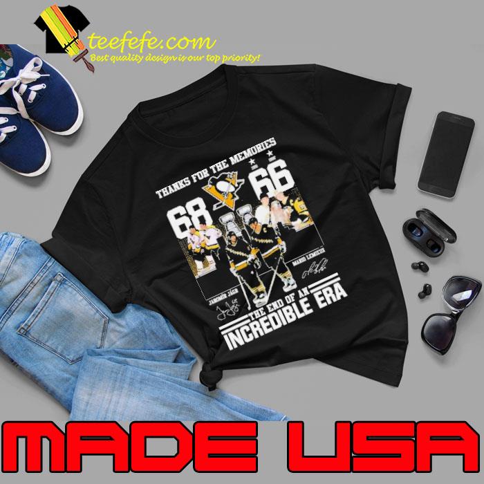 Pittsburgh Penguins Jaromir Jagr’s And Mario Lemieux Thanks For The Memories The End Of An Incredible Era Shirt Unisex Pittsburgh Penguins Jaromir Jagr’s And Mario Lemieux Thanks For The Memories The End Of An Incredible Era Shirt Unisex