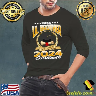 Proud Lil Brother Of A Class Of 2024 Graduate Stars T-Shirt