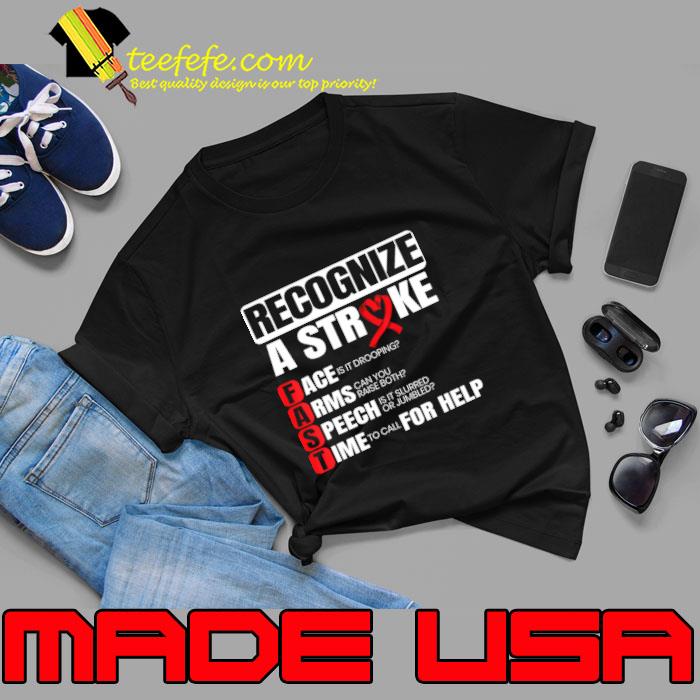 Recognize A Stroke Awareness Brain Attack I Wear Red T-Shirt Recognize A Stroke Awareness Brain Attack I Wear Red T-Shirt
