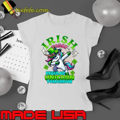 St. Patrick's Day Whimsical Unicorn Dabbing Lucky Charm Clover T-Shirt