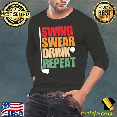 Swing Swear Drink Repeat Golf Retro T-Shirt