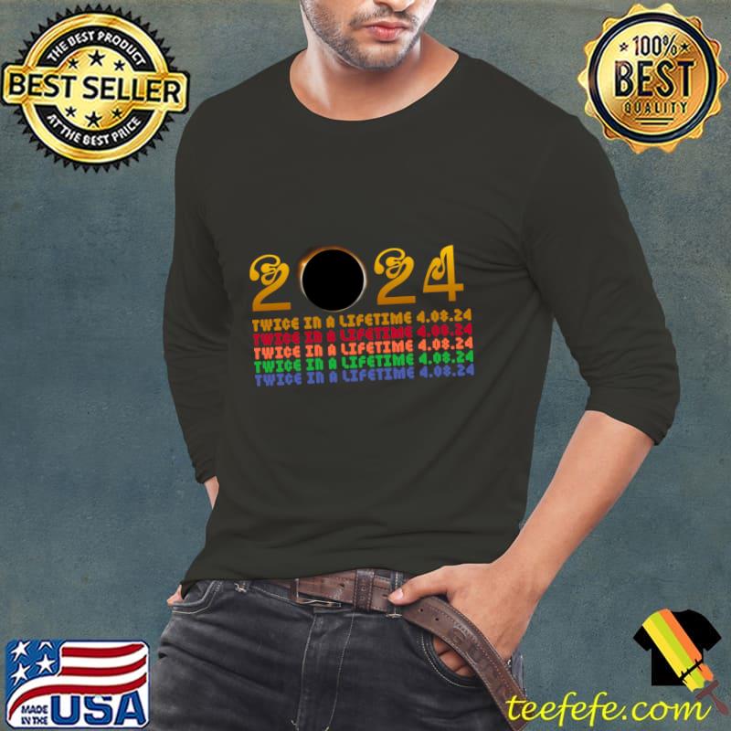 Total solar eclipse twice in a lifetime 2024 retro T-Shirt Long Sleeve Tee Total solar eclipse twice in a lifetime 2024 retro T-Shirt Long Sleeve Tee
