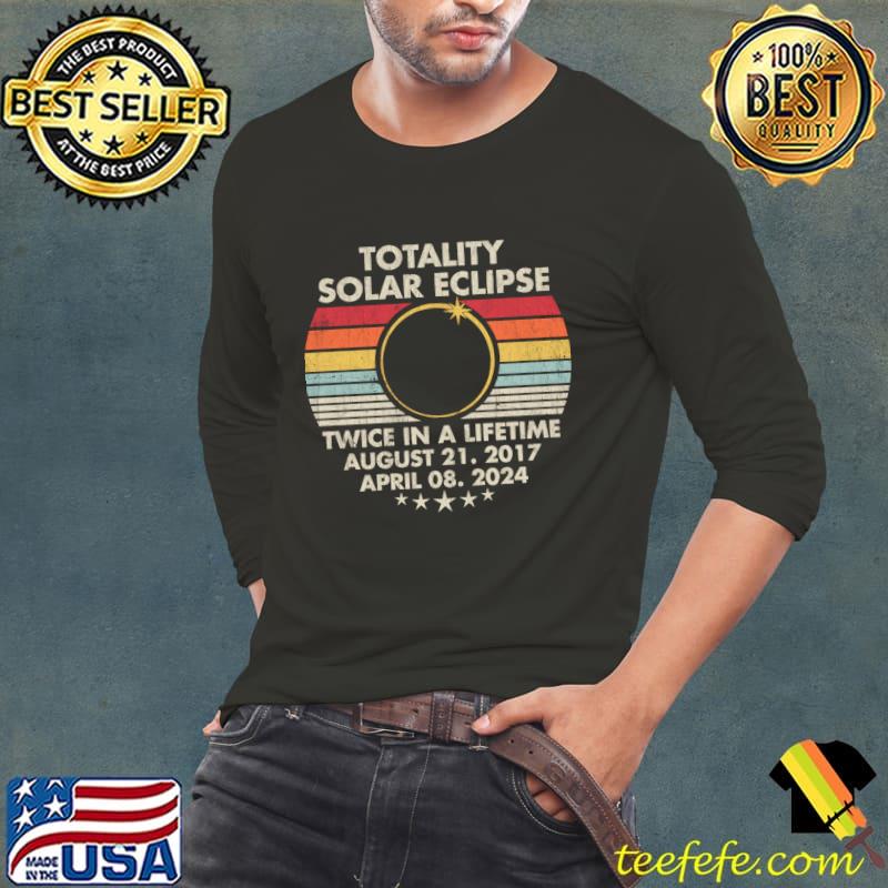 Total Solar Eclipse Twice In A Lifetime April 2024 Stars Vintage Sunset T-Shirt
