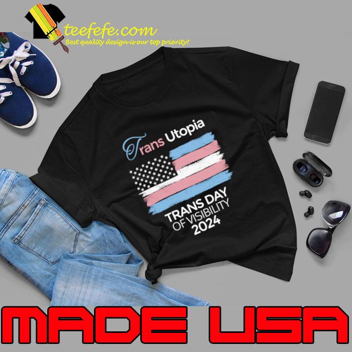 Transgender Day Of Visibility 2024 Parade Trans Utopia American Flag T-Shirt Unisex Transgender Day Of Visibility 2024 Parade Trans Utopia American Flag T-Shirt Unisex