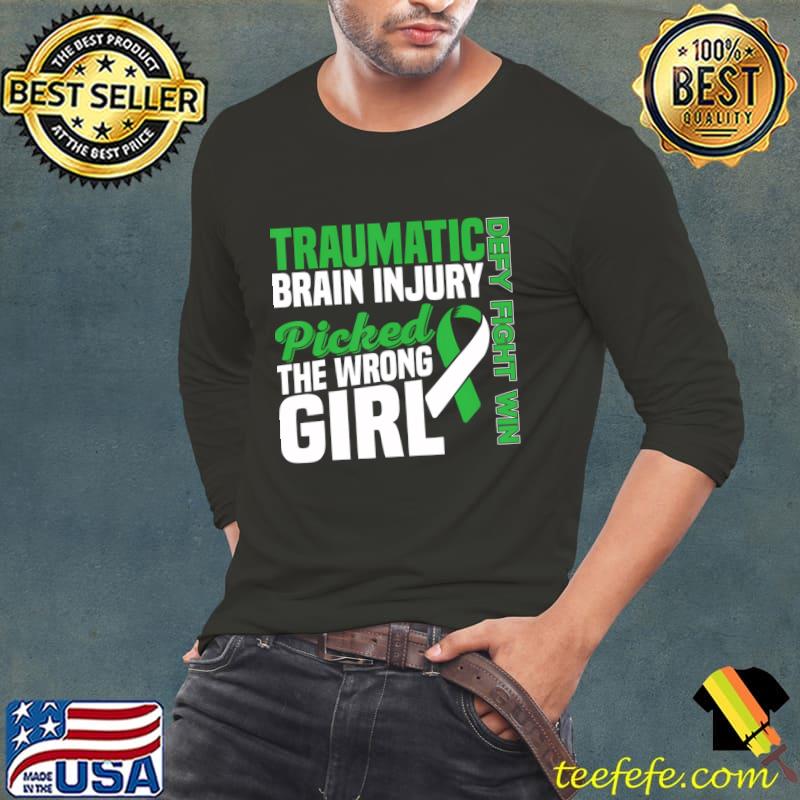 Traumatic Brain Injury TBI Awareness Survivor Girls Women T-Shirt Long Sleeve Tee Traumatic Brain Injury TBI Awareness Survivor Girls Women T-Shirt Long Sleeve Tee
