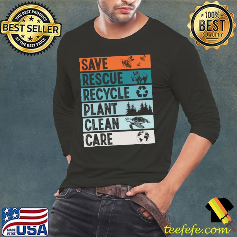 Vintage Earth Day Save Rescue Recycle Plant Clean Care 2024 T-Shirt Long Sleeve Tee Vintage Earth Day Save Rescue Recycle Plant Clean Care 2024 T-Shirt Long Sleeve Tee