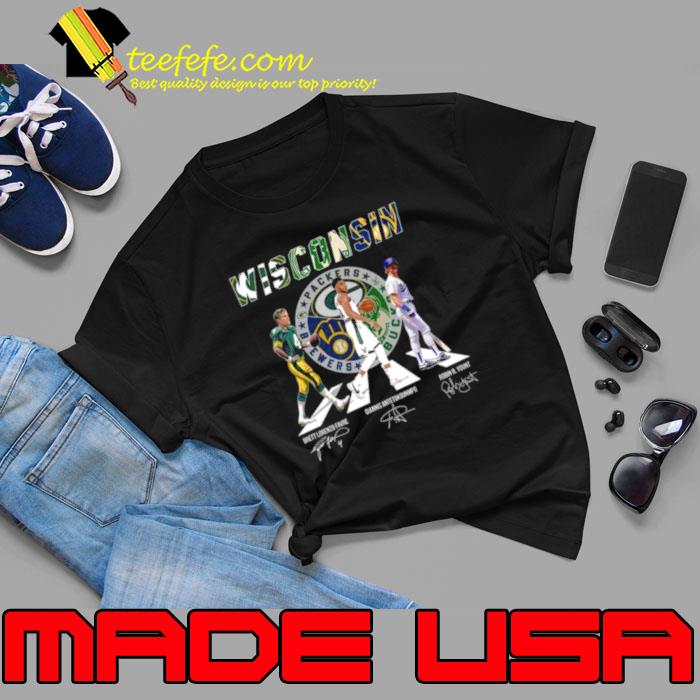 Wisconsin Sports Abbey Road Brett Lorenzo Favre Giannis Antetokounmpo And Robin R Yount Signatures Shirt Unisex Wisconsin Sports Abbey Road Brett Lorenzo Favre Giannis Antetokounmpo And Robin R Yount Signatures Shirt Unisex