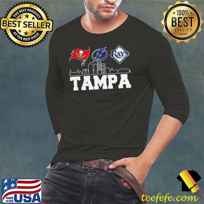 Buccaneers x Rays x Lightning Tampa City Skyline 2024 Shirt Long Sleeve Tee Buccaneers x Rays x Lightning Tampa City Skyline 2024 Shirt Long Sleeve Tee