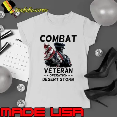 Combat Veteran Operation Desert Storm Usa Flag T-Shirt
