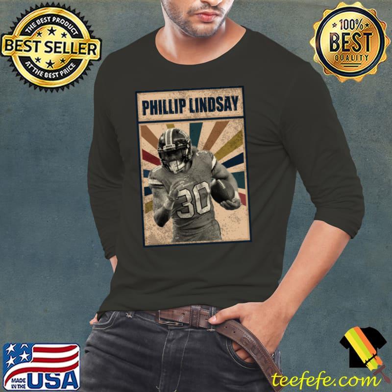 Denver Broncos Phillip Lindsay American football running back T-Shirt Long Sleeve Tee Denver Broncos Phillip Lindsay American football running back T-Shirt Long Sleeve Tee