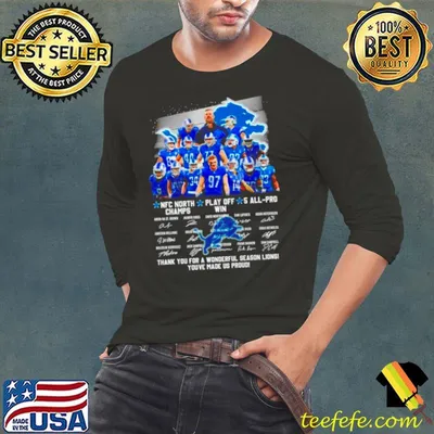 Detroit Lions NFC North Champs play off win 4 all pro thank you for a wonderful season Lions signatures shirt