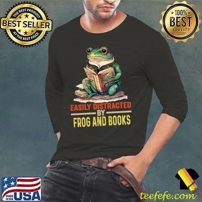 Easily Distracted By Books & Frog Bookworm Reading T-Shirt