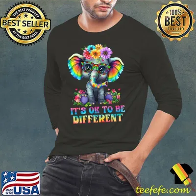 Elephant It's Ok To Be Different Flower T-Shirt
