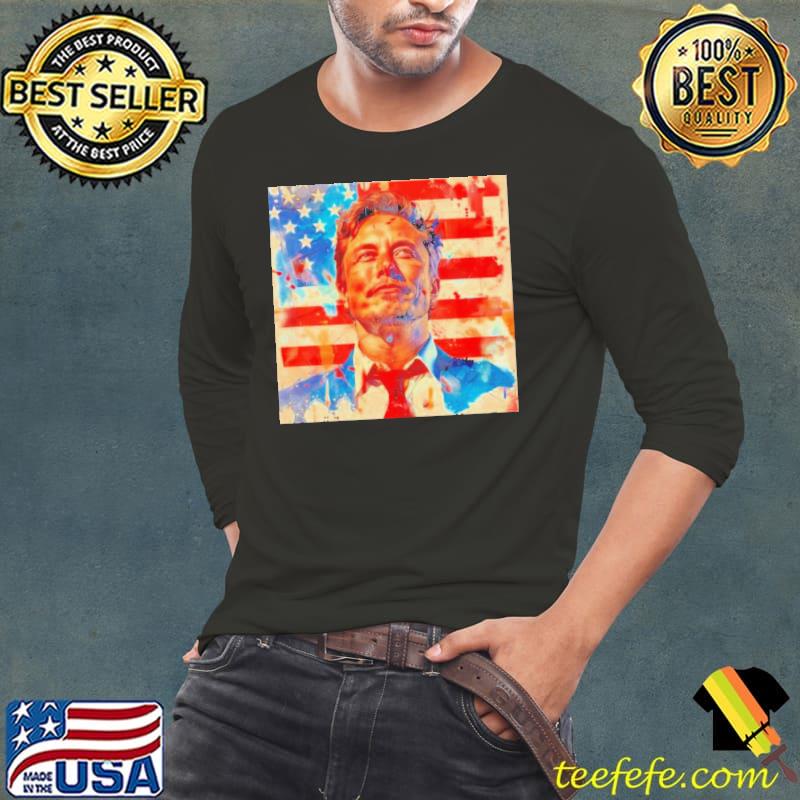 Elon Musk USA flag lipstick painting s Long Sleeve Tee Elon Musk USA flag lipstick painting s Long Sleeve Tee