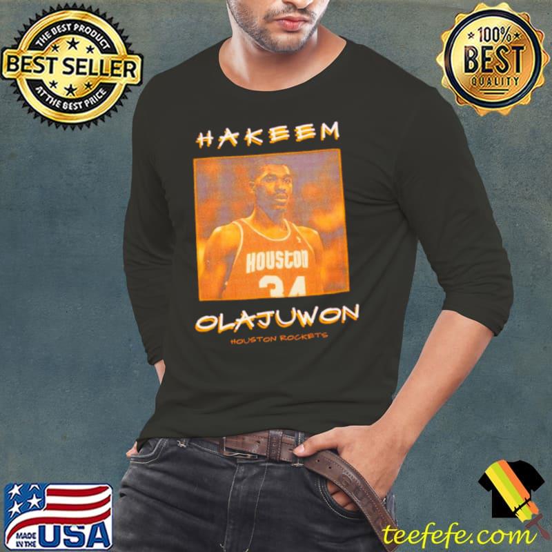 Hakeem Olajuwon Houston Rockets vintage logo s Long Sleeve Tee Hakeem Olajuwon Houston Rockets vintage logo s Long Sleeve Tee