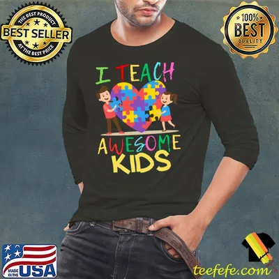 I teach awesome kids heart autism awareness shirt