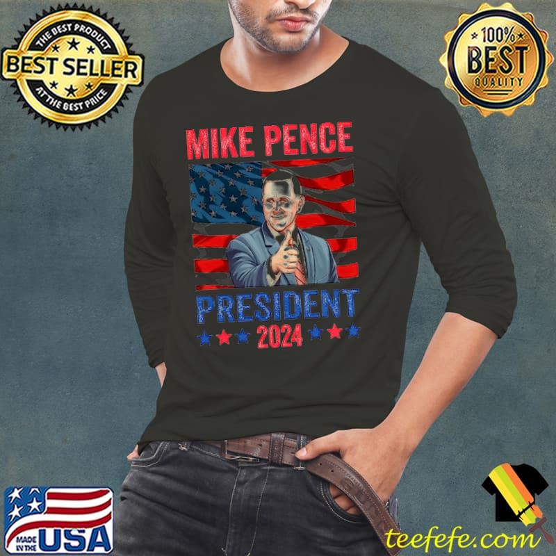 Mike Pence President 2024 Stars American Flag Election President T-Shirt Long Sleeve Tee Mike Pence President 2024 Stars American Flag Election President T-Shirt Long Sleeve Tee