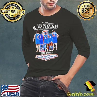 Never Underestimate A Woman Who Understands Basketball And Loves Oklahoma City Thunder 2024 Signatures Shirt