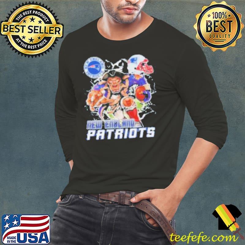 Official Mascot Breaking Through Wall New England Patriots Vintage s Long Sleeve Tee Official Mascot Breaking Through Wall New England Patriots Vintage s Long Sleeve Tee