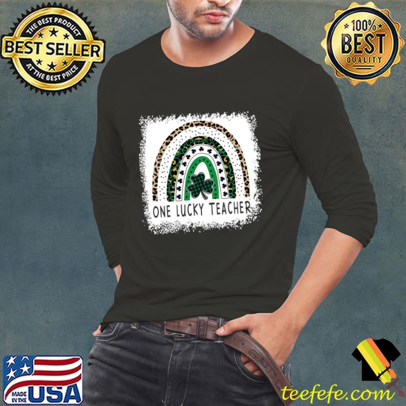 One Lucky Teacher Rainbow Leopard St Patricks Day T-Shirt Long Sleeve Tee One Lucky Teacher Rainbow Leopard St Patricks Day T-Shirt Long Sleeve Tee