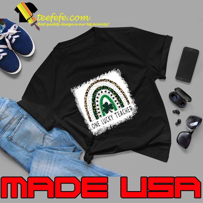 One Lucky Teacher Rainbow Leopard St Patricks Day T-Shirt