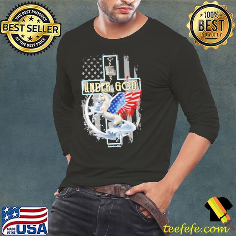 One Nation Under God Horse American Flag s Long Sleeve Tee One Nation Under God Horse American Flag s Long Sleeve Tee