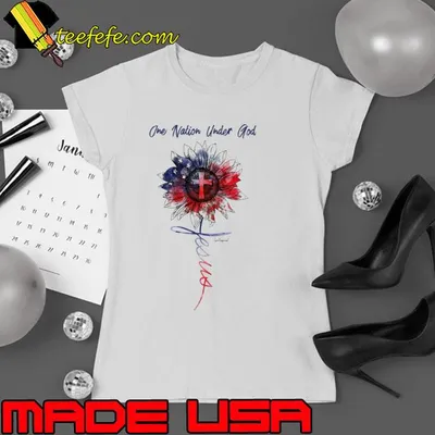 One Nation Under God Jesus Sunflower USa Flag shirt