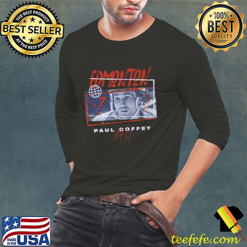 Paul Coffey Canadian former professional ice hockey Edmonton Tones T-Shirt Long Sleeve Tee Paul Coffey Canadian former professional ice hockey Edmonton Tones T-Shirt Long Sleeve Tee